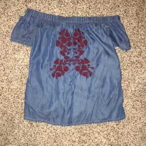 Francesca’s denim off the shoulder top